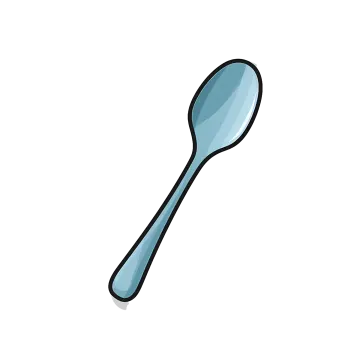 a blue spoon on a white background