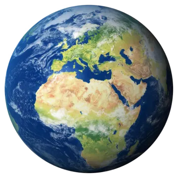 the earth with a white background
