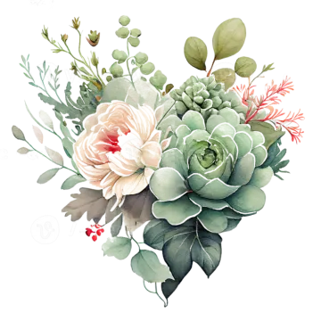 a watercolor painting of flowers and leaves