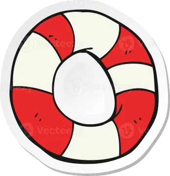a red and white life preserveer