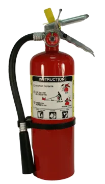 a red fire exor with a black handle