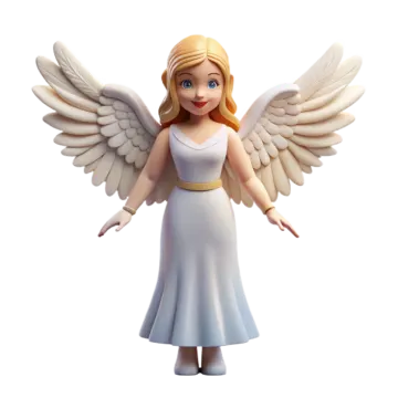a white angel with wings