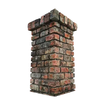 a brick chimney on a white background
