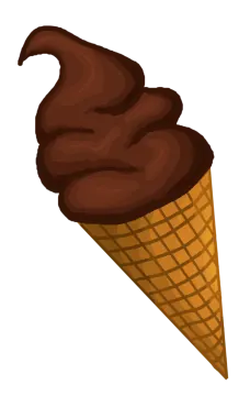 an ice cream cone with chocolate on top