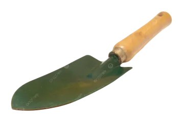a green shovel on a white background