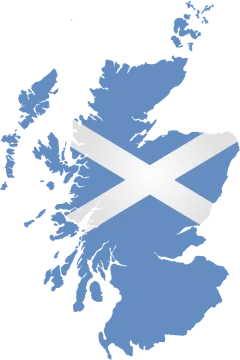 a map with the flag of scotland