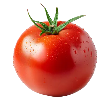 a tomato with water droplets on it