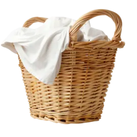 a basket with a white cloth in it