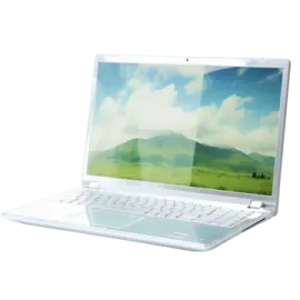 an open laptop computer on a white background