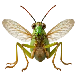 a green insect on a white background