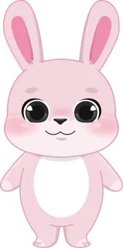 a pink bunny with big eyes and big ears