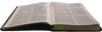 an open bible on a white background