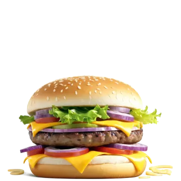a hamburger on a white background