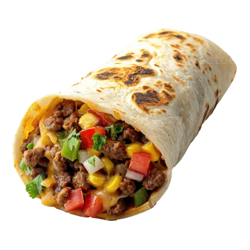 a burritoa filled with meat and vegetables