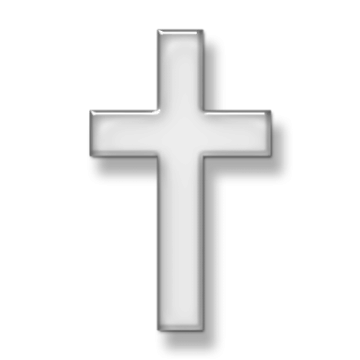a silver cross on a white background