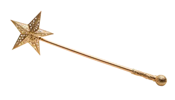 a gold star wand on a white background