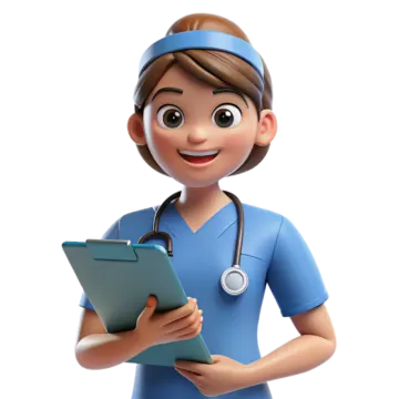 a cartoon nurse holding a clipboard