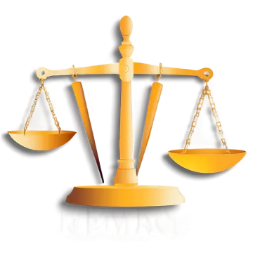 a golden balance scale on a white background