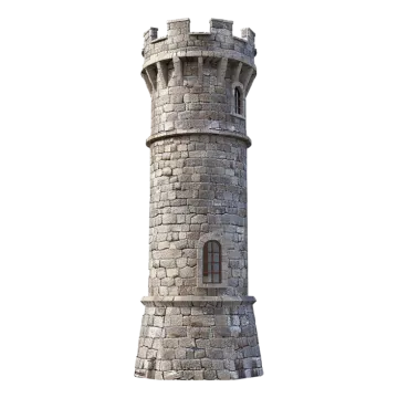 an old stone tower on a white background