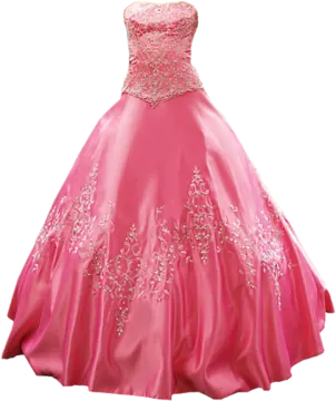 a pink ball gown on a white background