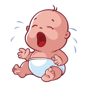 a crying baby with his mouth open