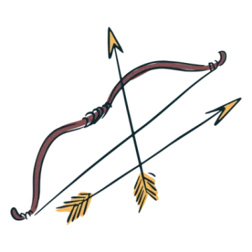 a drawing of an arrow and bow
