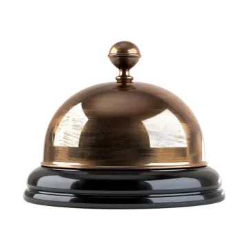 a black and gold bell on a white background