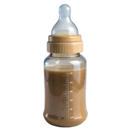 a baby bottle with the lid open
