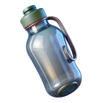 a glass water bottle with an open lid