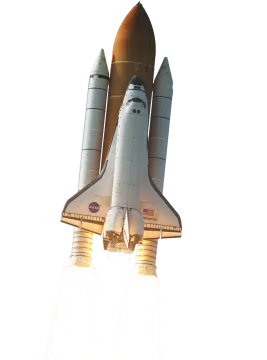 a space shuttle taking off into the sky