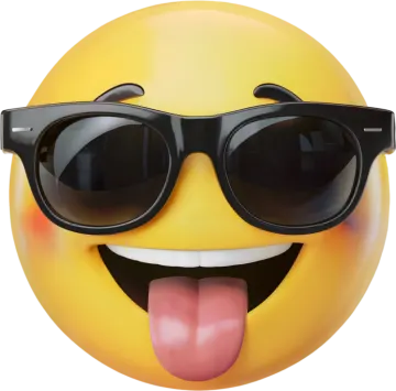 a smiley face wearing sunglasses and sticking out its tongue