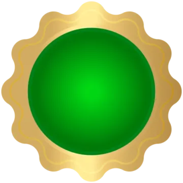 a green and gold medal