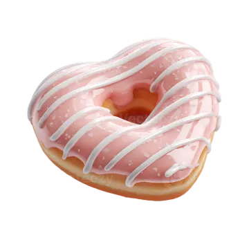 a pink donut with white icing