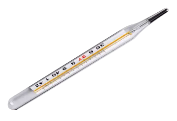a thermometer on a white background