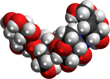 an image of a molecule with red and white spheres