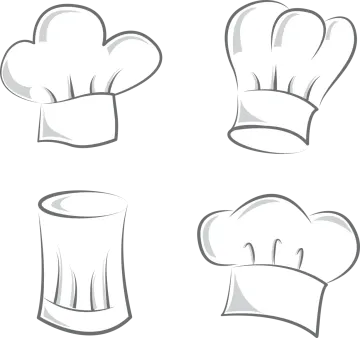 a set of four chefs hats