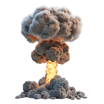 a large explosion of black smoke on a white background