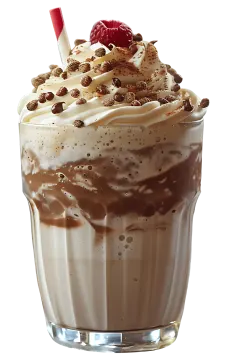 a glass filled with chocolate and topped with whipped