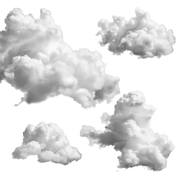 a group of clouds on a white background