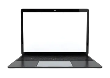 a laptop computer with a blank screen