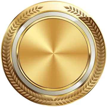 a gold and silver medal with laurels