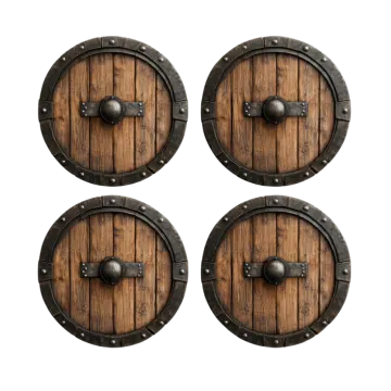 a set of three wooden wine barrels with metal handles