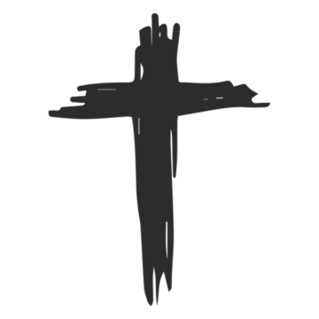 a black and white silhouette of a cross