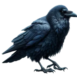 a black bird sitting on top of a white surface