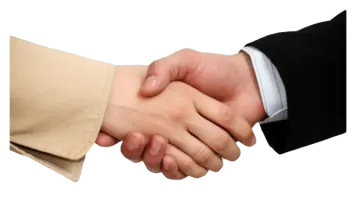 two men shaking hands on a white background