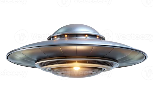 a silver ufo spaceship on a white background