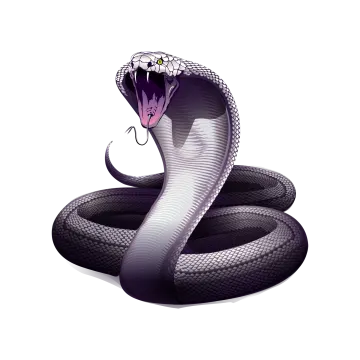a black and white snake with its mouth open