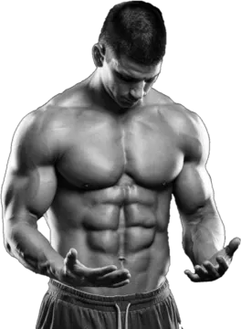 a black and white photo of a man with no shirt