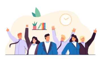a group of people raising their hands in the air