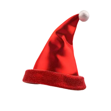 a red santa hat on a white background